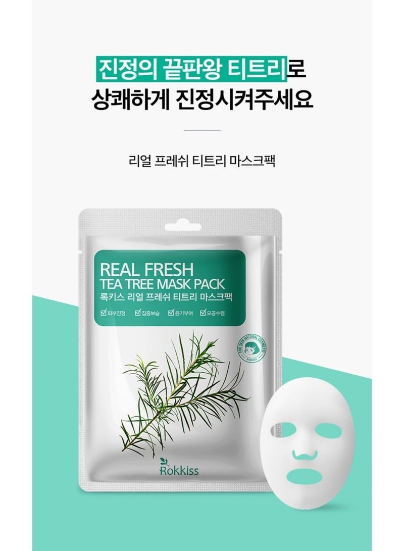 ROKKISS 10PCS Korean Face Mask, Tea Tree, Skin Relief for Blemishes, Cooling, Natural cosmetics - Image 4
