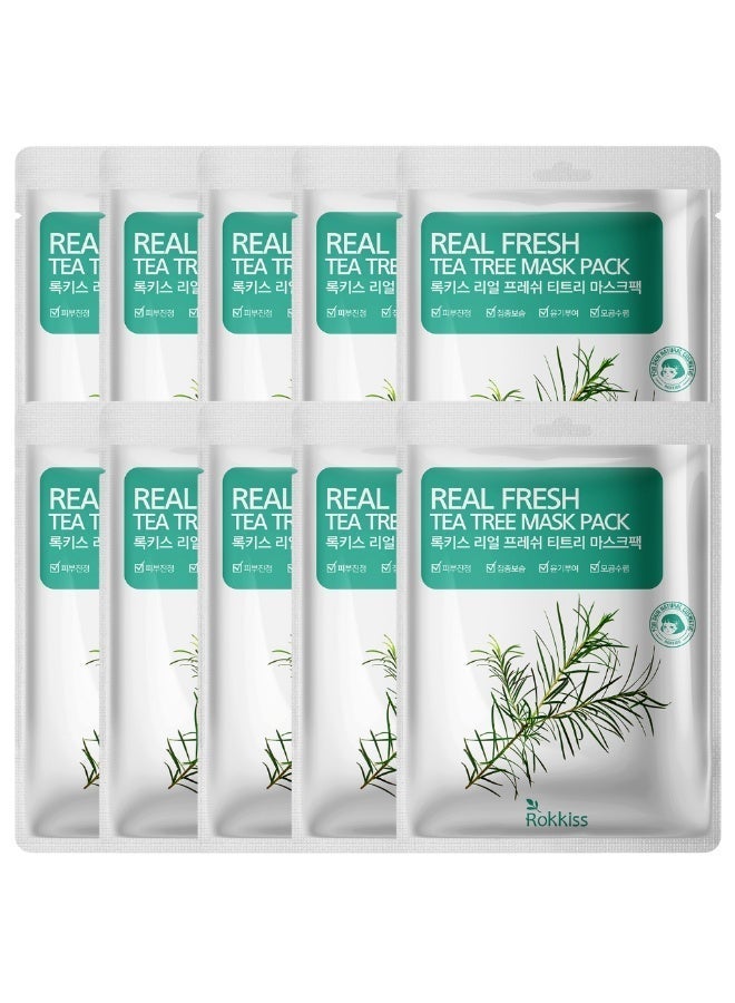 ROKKISS 10PCS Korean Face Mask, Tea Tree, Skin Relief for Blemishes, Cooling, Natural cosmetics - Image 2