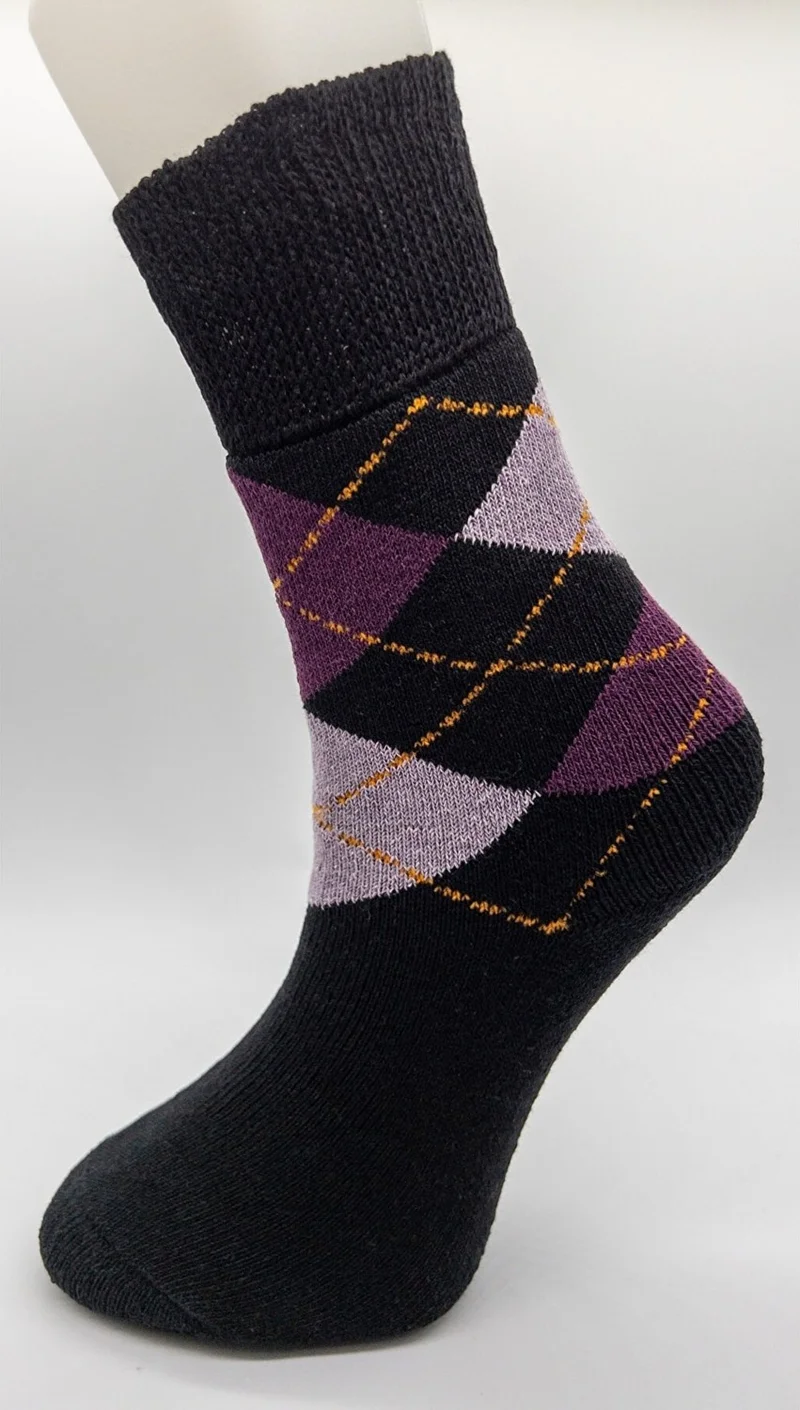 سيهو سوكس Premium Thermal 3 Pairs Women's Plaid Patterned Non-Tightening Elastic Winter Socks