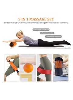 Arabest Foam Roller Set, 5 in 1 High Density Foam Roller, Massage Roller Set with Muscle Roller Stick, Massage Ball and Resistance Band for Physical Therapy Core Pain Relief Deep Tissue Massage  - Image 3