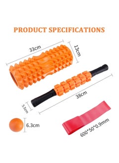 Arabest Foam Roller Set, 5 in 1 High Density Foam Roller, Massage Roller Set with Muscle Roller Stick, Massage Ball and Resistance Band for Physical Therapy Core Pain Relief Deep Tissue Massage  - Image 2