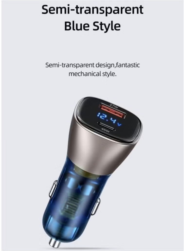ELTRAZONE Fast Car Charger 45W with Dual Ports & Digital LED Display Smart Quick Charge QC 3.0, Universal Phone Car Charger for All Smartphones, Compact & Efficient Charging Solution  - Image 4
