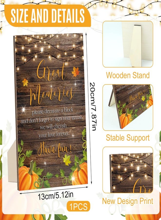 ZCPTZ 97 Pcs Pumpkin Baby Shower Games Sign Kit,Including Decorate a Block Game Sign 72 DIY Blank Wooden Blocks 24 Painting Pen to Draw Your Idea for Fall Baby Shower Game Thanksgiving Gender Reveal Party - Image 2
