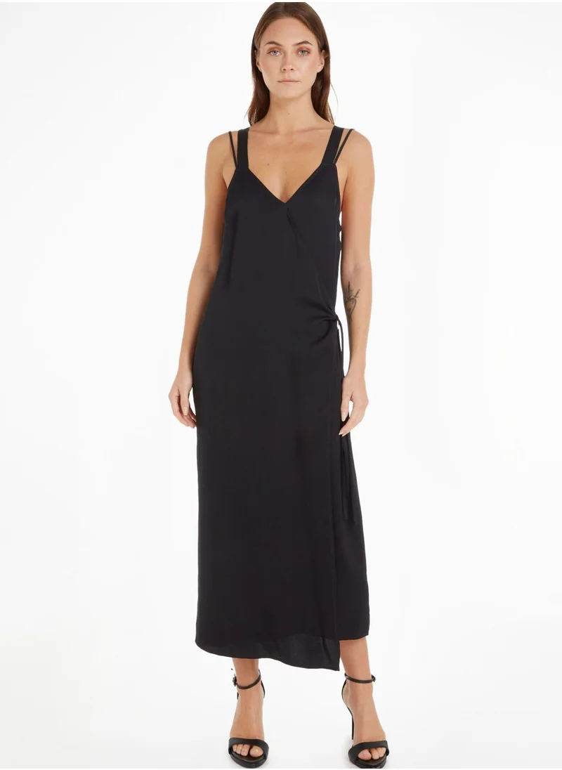 CALVIN KLEIN Tie Detail Wrap Dress