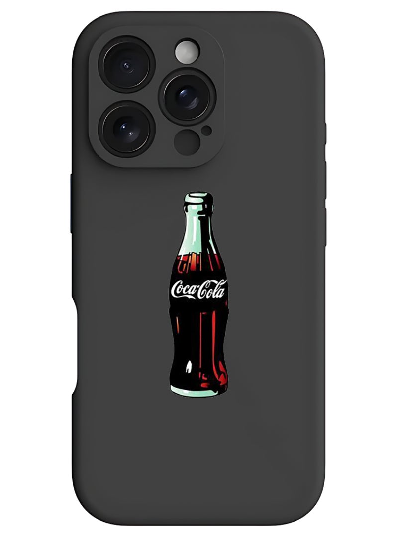 Theodor iPhone 16 Pro Max Black Protective Slim Fit Case Liquid Silicone Cover with Full Body Protection Anti-Scratch Shockproof Case For iPhone - Coke - Image 1