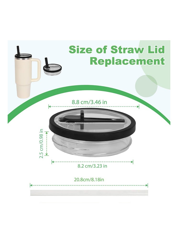 40 oz Replacement Lid for Stanley Quencher Tumbler Flip Straw, 2 PCS Spill Proof Lid Accessories Fit for Stanley with handle, Leak-Proof Splash Resistant Replaceble Cover Cap forStanley, (Black*2) - Image 2