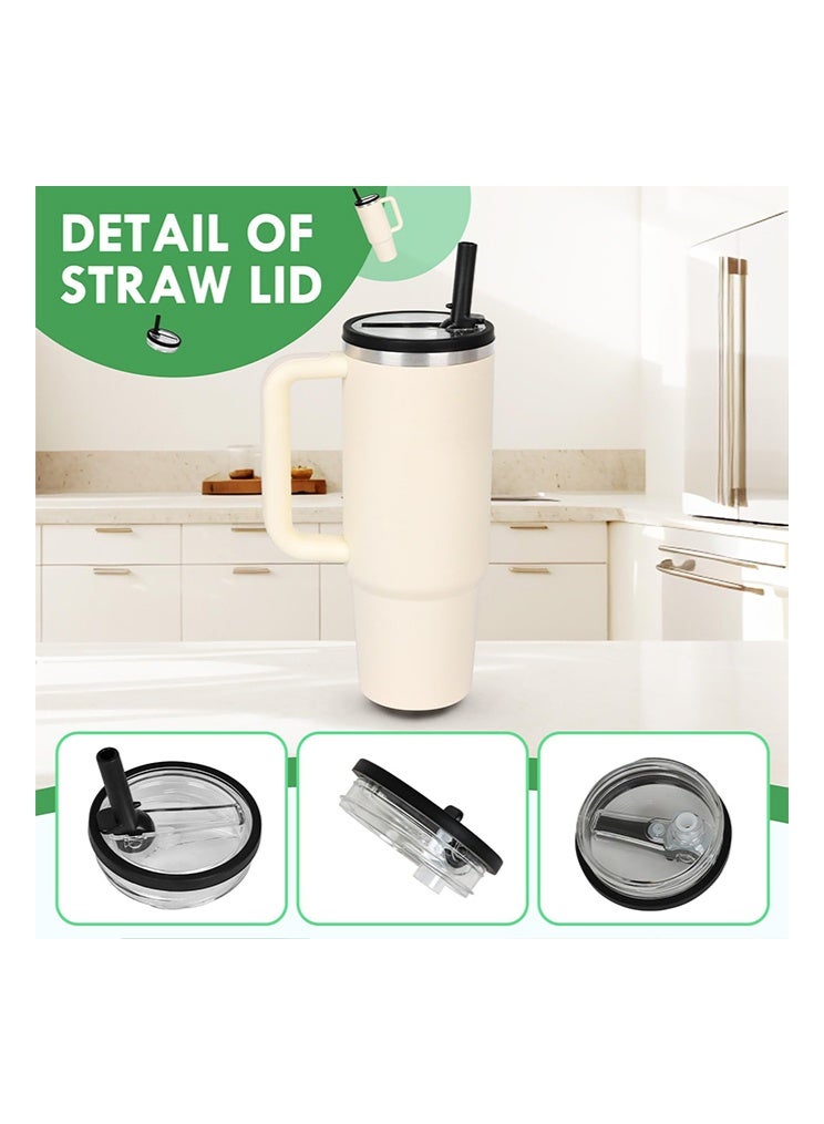 40 oz Replacement Lid for Stanley Quencher Tumbler Flip Straw, 2 PCS Spill Proof Lid Accessories Fit for Stanley with handle, Leak-Proof Splash Resistant Replaceble Cover Cap forStanley, (Black*2) - Image 5