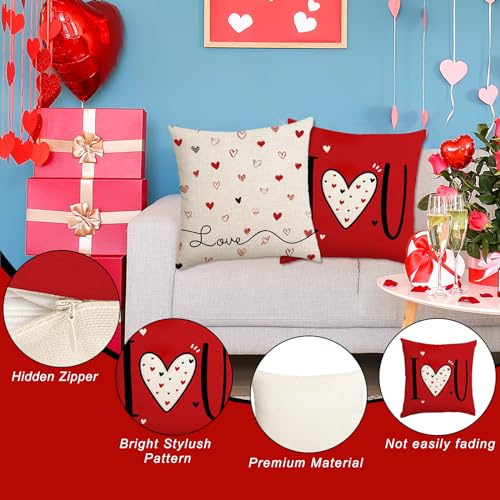RGQSUN Set of 8 Valentines Day Pillow Covers & St Patricks Day Pillow Covers 18 x 18inch,Love Heart Throw Pillowcase Decorative Shamrock Lucky Pillow Cases for Farmhouse Home Sofa Bed Decoration - Image 3