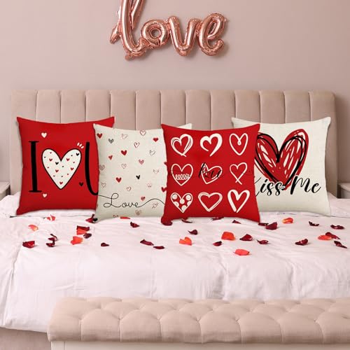 RGQSUN Set of 8 Valentines Day Pillow Covers & St Patricks Day Pillow Covers 18 x 18inch,Love Heart Throw Pillowcase Decorative Shamrock Lucky Pillow Cases for Farmhouse Home Sofa Bed Decoration - Image 4
