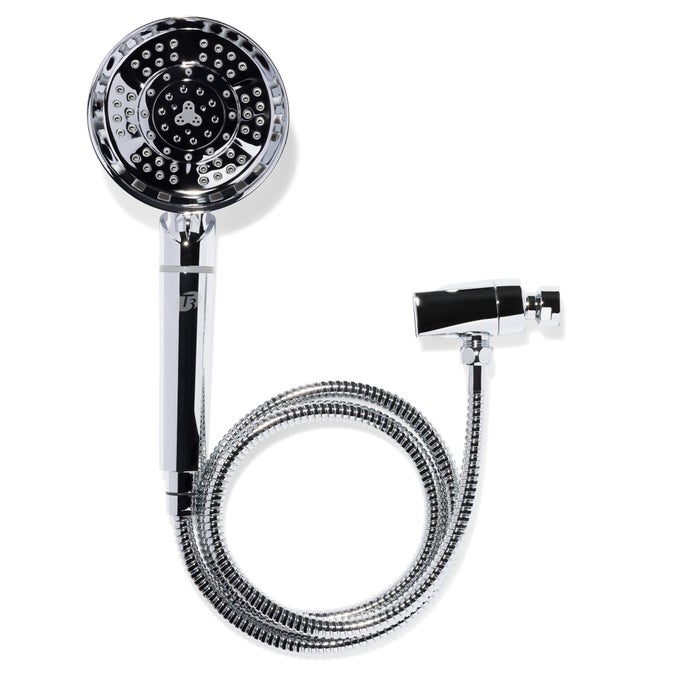 SOURCE HAND-HELD SHOWERHEAD | ADJUSTABLE HAND HELD CHROME SHOWER HEAD WITH CHLORINE FILTER | MINERAL FILTER REDUCES FREE CHLORINE AND HYDROGEN SULFIDE