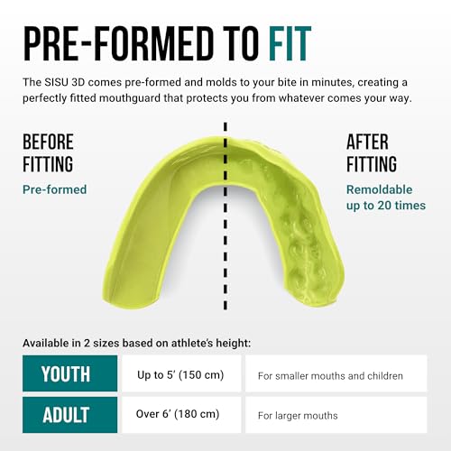 SISU 3D Youth Mouthguard, Neon Flash - Pre-Formed, Easy Fit Protection for Lacrosse, Football, Hockey, Team Sports - Remoldable Up to 20 Times - Non Toxic - Image 4