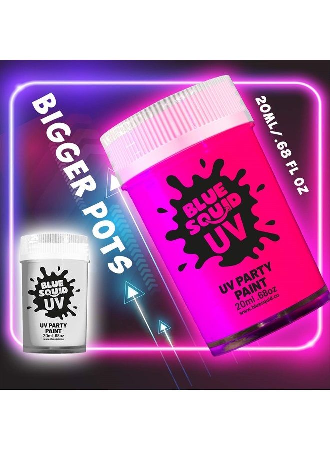 Blue Squid UV Face & Body Paint Set - Blue Squid, 8 Liquid UV Body Paints (8 Large 0.68 fl oz) +FREE BONUS Mini Ultraviolet Flashlight - Glow in The Dark Neon Face & Body Paint - Black Light Reactive Neon Paints - Image 5