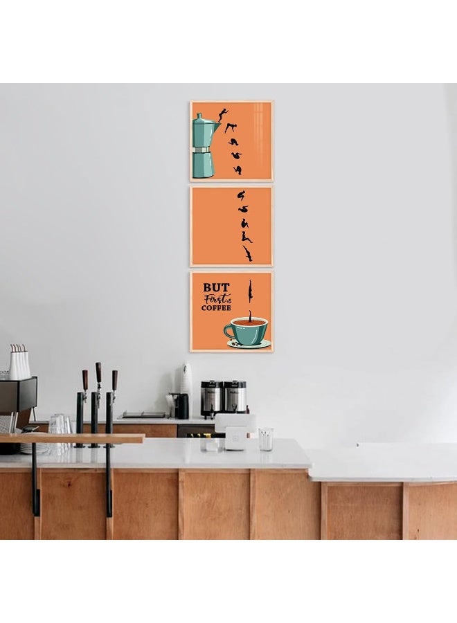 SAGUEYU With Frame But First Coffee Wall Art Decor for Kitchen 3pcs/Set Framed Coffee Sign for Home Dining Bar Decorative - Image 2