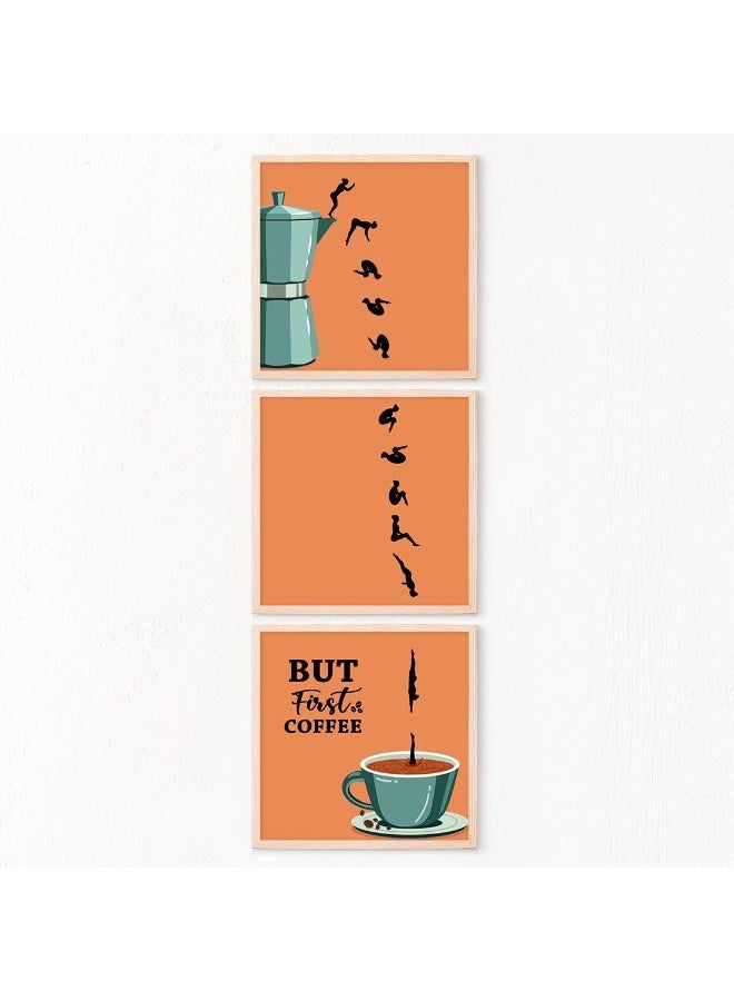 SAGUEYU With Frame But First Coffee Wall Art Decor for Kitchen 3pcs/Set Framed Coffee Sign for Home Dining Bar Decorative - Image 1