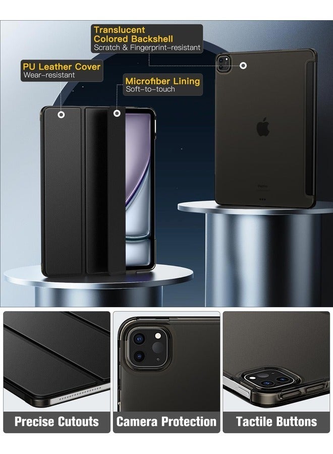 ELTRAZONE Sleek Black Hard Case for iPad Air 13-Inch M2 (2024) & iPad Pro 12.9-Inch (6th/5th Gen) – Frosted PC Back with Touch ID & Pencil Compatibility - Image 4