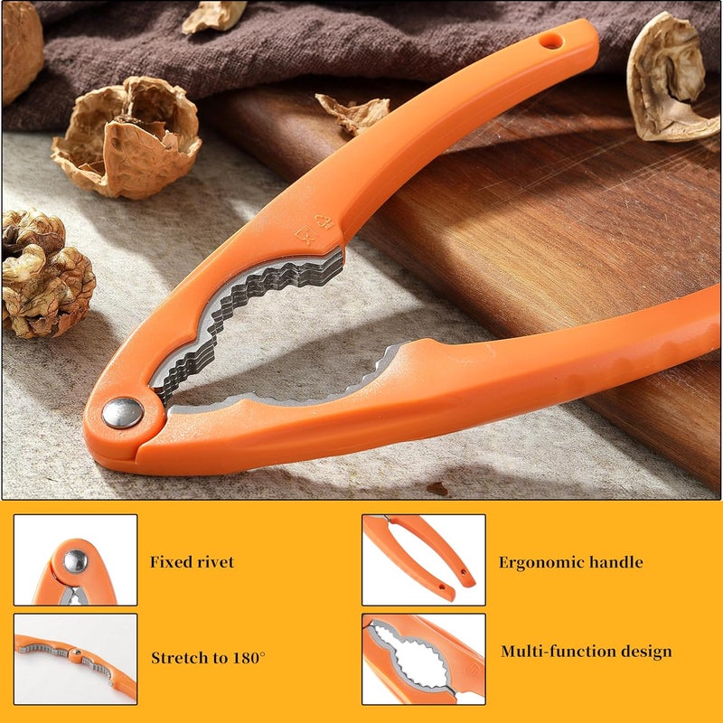VITUER NutCracker, Stainless Steel Nut Crackers for All Nuts, Heavy Duty Nutcracker Tool for Walnet, Pencan, Chestnut, Crab, Lobster and More, Ergonomic Handle (Orange) - Image 3