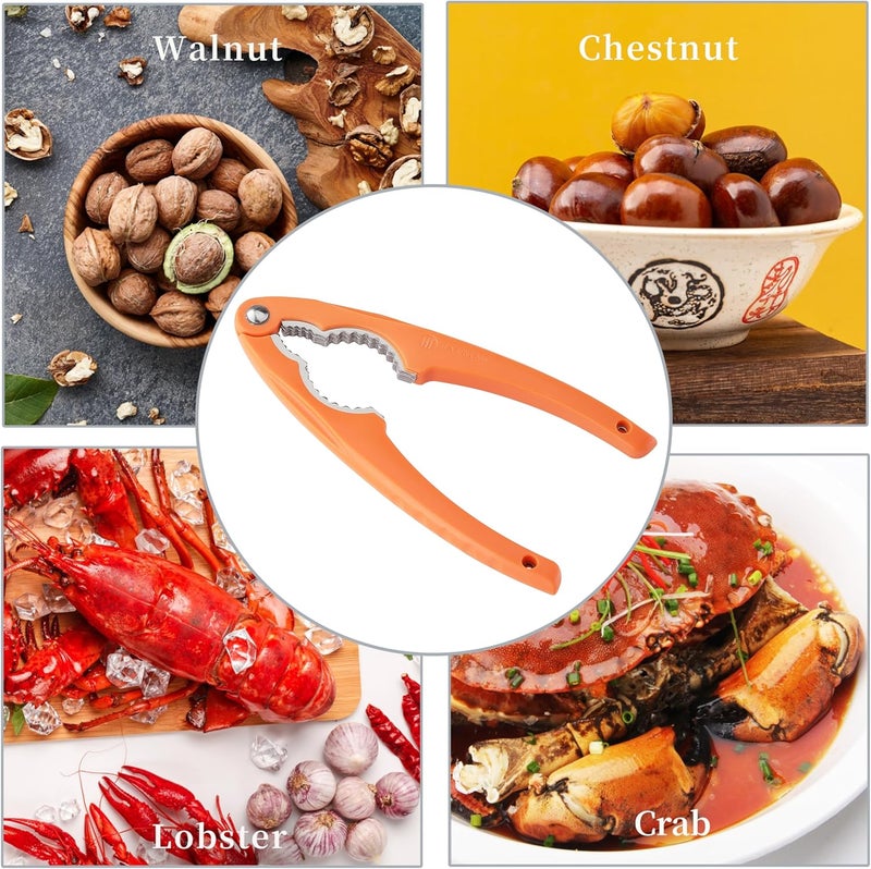 VITUER NutCracker, Stainless Steel Nut Crackers for All Nuts, Heavy Duty Nutcracker Tool for Walnet, Pencan, Chestnut, Crab, Lobster and More, Ergonomic Handle (Orange) - Image 4