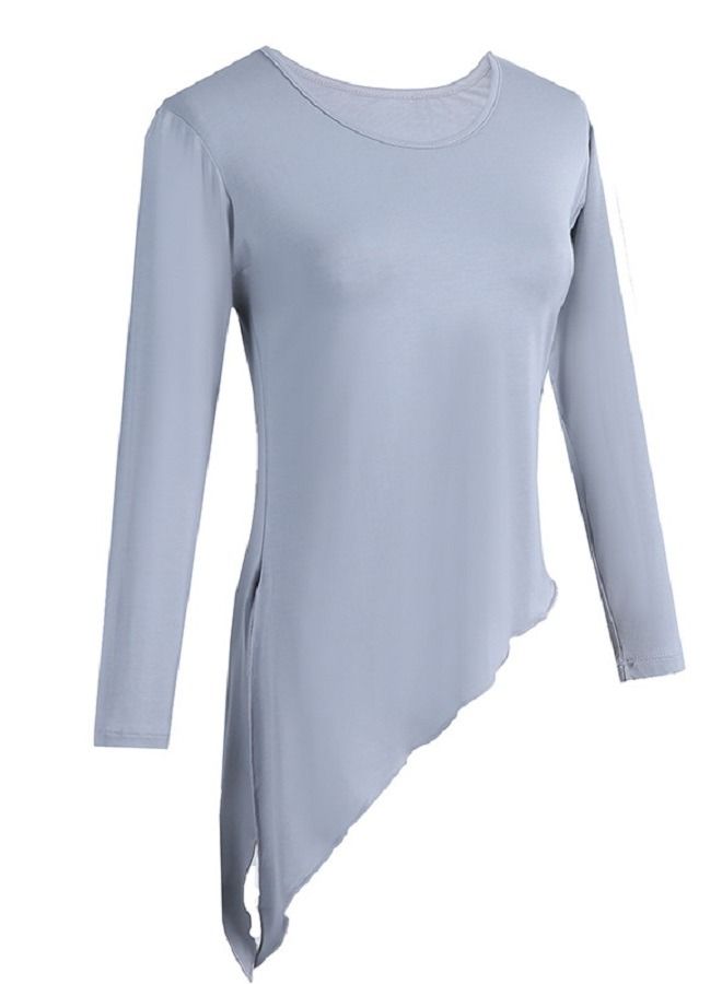 Loquat Women's Dance Practice Clothes With Irregular Split Tops And Long Sleeves 