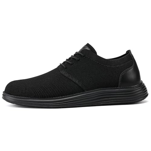 VILOCY Shoes for Mens Fashion Dress Sneakers Casual Walking Shoes Business Oxfords Comfortable Breathable Lightweight Tennis All Black,US10.5 EU43.5 - Image 3