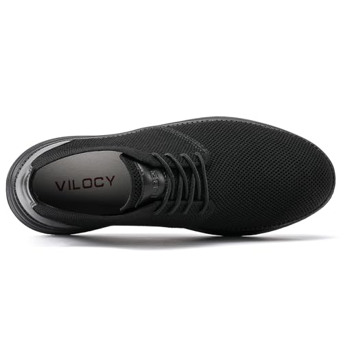 VILOCY Shoes for Mens Fashion Dress Sneakers Casual Walking Shoes Business Oxfords Comfortable Breathable Lightweight Tennis All Black,US10.5 EU43.5 - Image 4