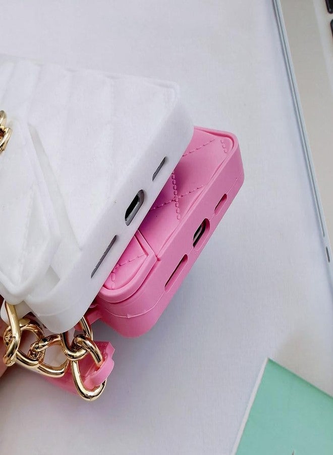 أوميو جراب محفظة من أوميو متوافق مع آيفون 16 بلس، مزود بحامل بطاقات، وسلسلة فاخرة، وحبل كتف طويل مزين باللؤلؤ، وحزام معصم، وغطاء حقيبة يد من السيليكون الناعم، مناسب للنساء، لون أبيض. - Image 5