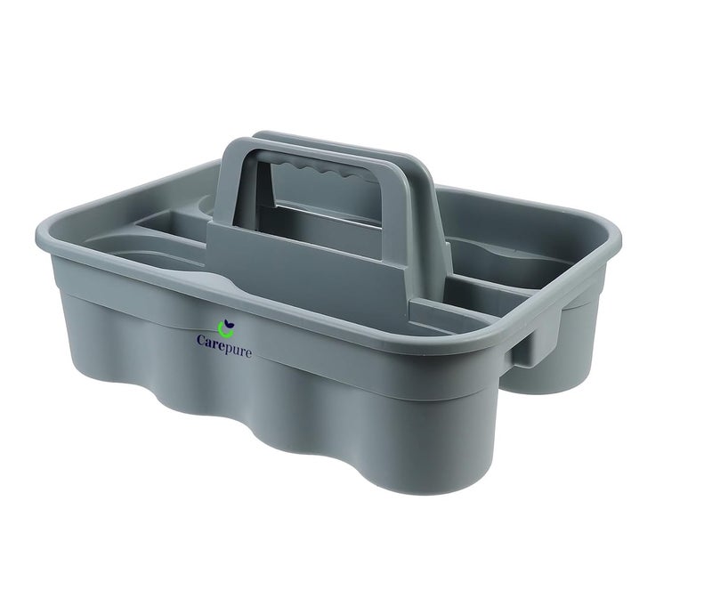 Carepure Caddy Bucket New Model 2Compartment Industrial Caddy Bucket Bathroom Caddy Organizer Basket Bathroom Organizer Basket Tool Organizer for Cleaning Bathroom Windows Grey