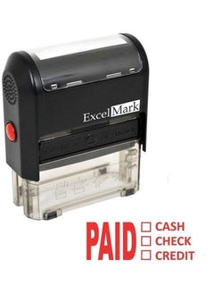 ExcelMark Paid Cash Check Credit Excelmark Selfinking Rubber Stamp A1539 Red Ink  - Image 2