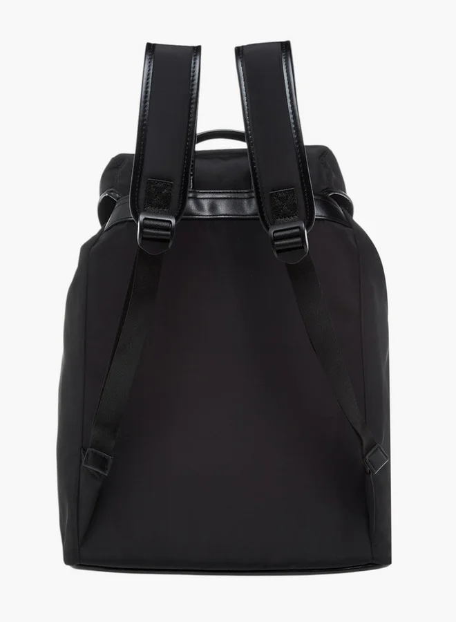 Lee Cooper Solid Backpack with Adjustable Straps - 33x15x43 cm