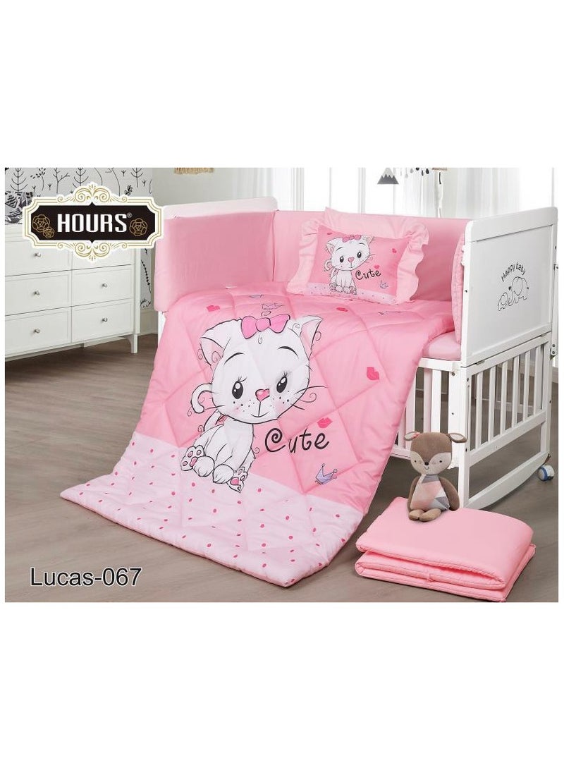 Hours Children's bed screen mattress, 5 pieces, summer, consisting of a quilt, size 132*104 cm, rubber sheet, 70*130 cm, pillowcase, size 38*28 cm, partitions, size 33*300 cm, partitions, size 33*130 cm. 