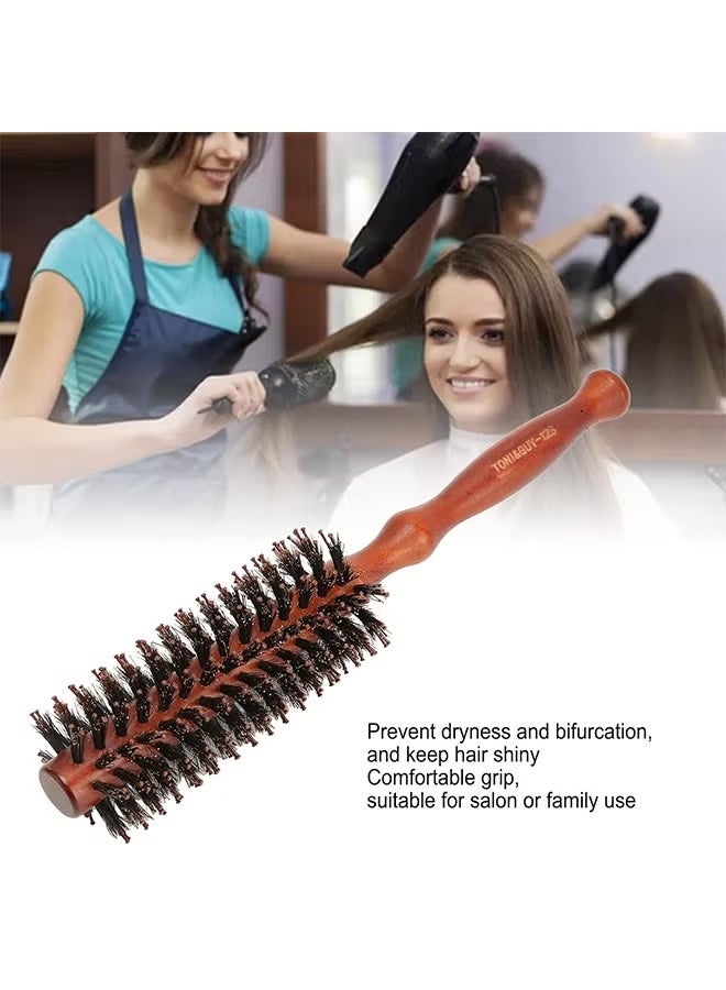 GlamKit Round Brush For Blow Drying, Boar Bristle Round Hair Brush With Wooden Barrel, Volume, Styling, Curling And Curly, Wavy, Thick Or Thin Hair On Men And Women - Image 3