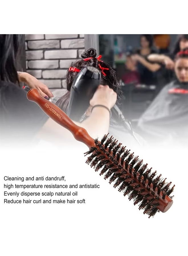 GlamKit Round Brush For Blow Drying, Boar Bristle Round Hair Brush With Wooden Barrel, Volume, Styling, Curling And Curly, Wavy, Thick Or Thin Hair On Men And Women - Image 5