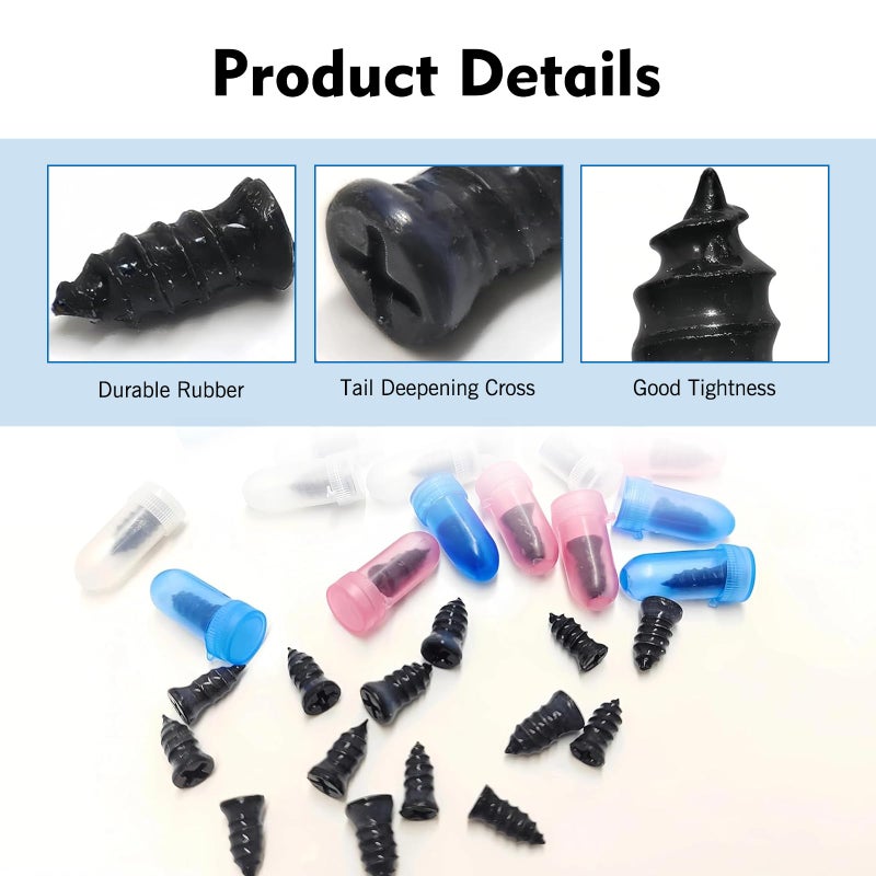 Bawkars 101 PCS Tire Repair Rubber Nail, 3 Size Vacuum Tire Repair Kits Spiral Rubber Screws, Fast Self-Service Tool for Car, Truck, Motorcycle, Tractor Tire Puncture Repair (Black) - Image 3