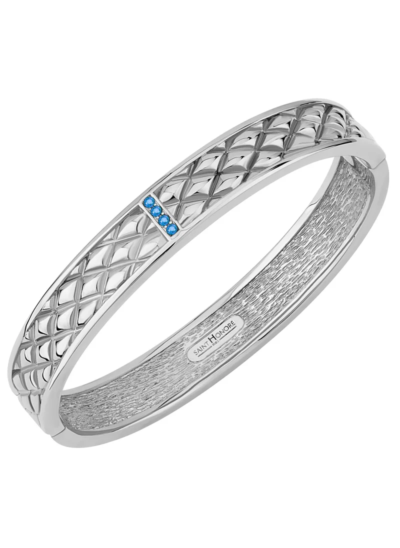 Saint Honore Paris Buffle Bay Silver Opera Bangle with Blue Crystal for Women's