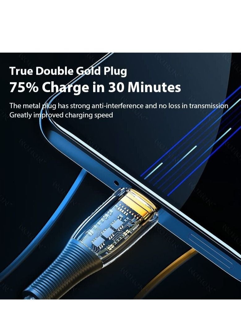 Captaintech Nylon USB-C to Lightning Cable,  Fast Charging Cord for iPhone 14 Plus 13 13 Pro 12 Pro Max 12 11 X XS XR 8, AirPods, 27W 30W, Transparent Shell, Type-C to 8 Pin Fast Charging 8 Pin Cable(2pcs) - Image 2