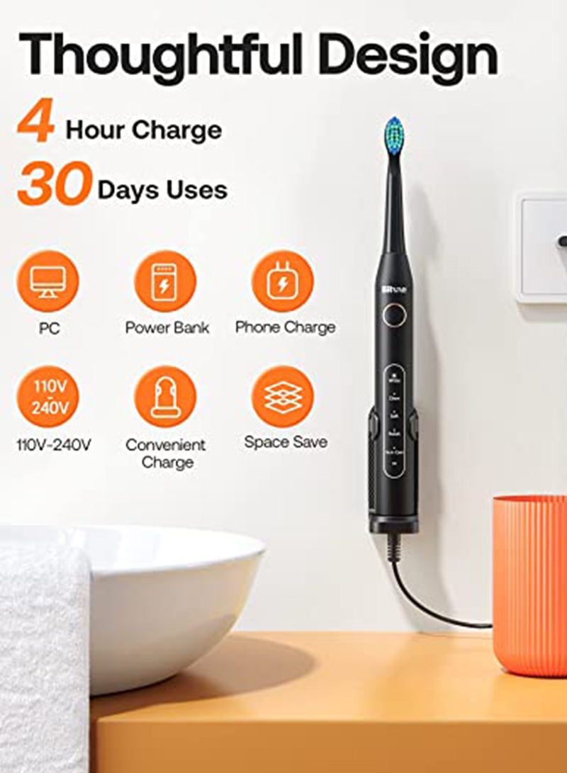 Bitvae Electric Toothbrush for Adults - Ultrasonic Electric Toothbrushes with 6 Brush Heads ,Accepted Power Rechargeable Toothbrush with 5 Modes, Smart Timer - Image 2