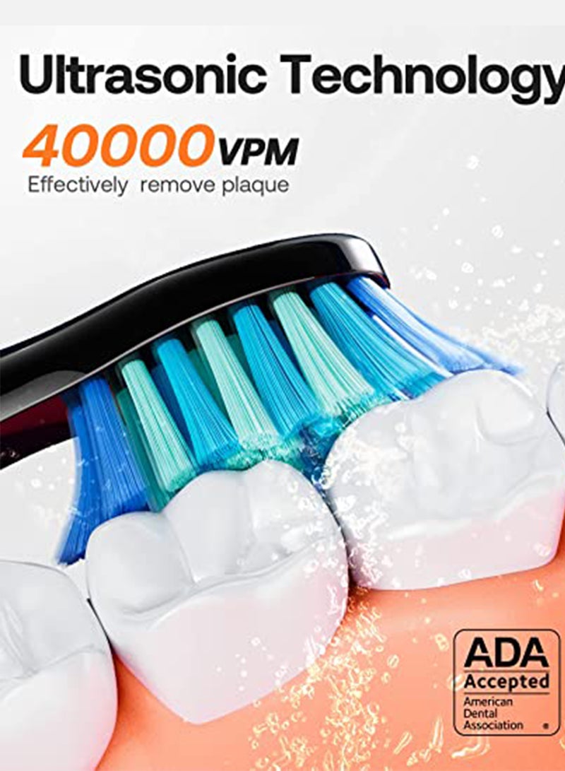 Bitvae Electric Toothbrush for Adults - Ultrasonic Electric Toothbrushes with 6 Brush Heads ,Accepted Power Rechargeable Toothbrush with 5 Modes, Smart Timer - Image 4