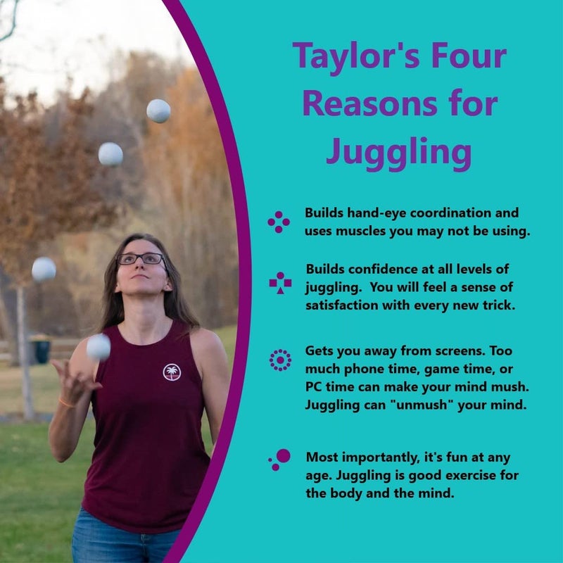 Zeekio - Taylor Tries Signature Beginner Juggling Ball Set - for Beginners, All Levels & All Ages - 6 Panel Synthetic Leather Ball Durable - 110 Grams 62mm - Set of 3 - Image 4