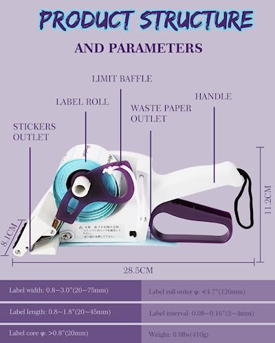 Hanchen Label Applicator, Portable Barcode Applicator Gun Manual Label Applicator Round Square Flat Bottle Labeling Machine Hand Held Sticker Labeler for 1” 3” Label Core - Image 3