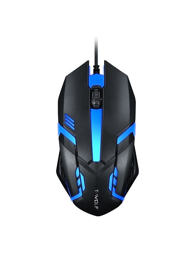 T-WOLF V1 Wired Gaming Mouse 3 Button 7 Colorful Backlight 1200 DPI Office Mouse Built-in Weights for Laptop/PC  - Image 1