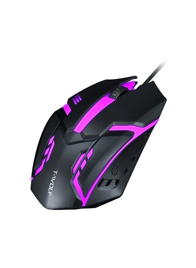 T-WOLF - V1 Wired Gaming Mouse 3 Button 7 Colorful Backlight 1200 DPI Office Mouse Built-in Weights for Laptop/PC - Image 1