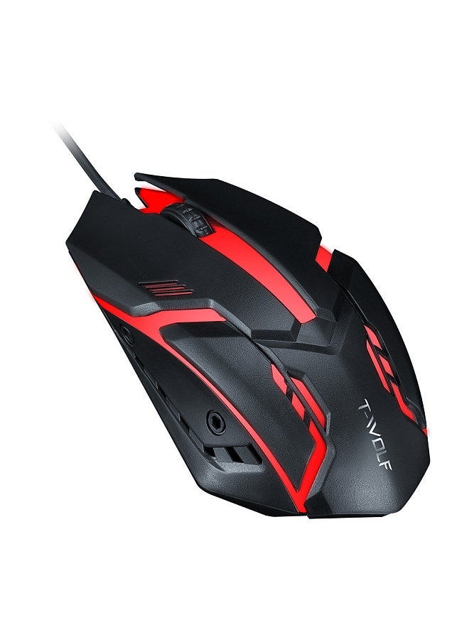 T-WOLF V1 Wired Gaming Mouse 3 Button 7 Colorful Backlight 1200 DPI Office Mouse Built-in Weights for Laptop/PC  - Image 3