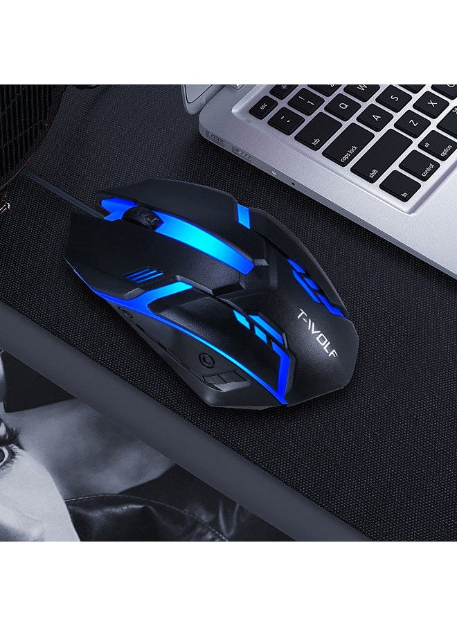 T-WOLF V1 Wired Gaming Mouse 3 Button 7 Colorful Backlight 1200 DPI Office Mouse Built-in Weights for Laptop/PC  - Image 2