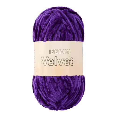 INNDUN Velvet Yarn for Crocheting Darkpurple Chenille Yarn Super Bulky Baby Blanket Yarn Amigurumi Yarn - Image 1