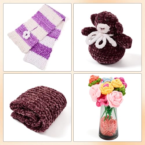 INNDUN Velvet Yarn for Crocheting Darkpurple Chenille Yarn Super Bulky Baby Blanket Yarn Amigurumi Yarn - Image 5