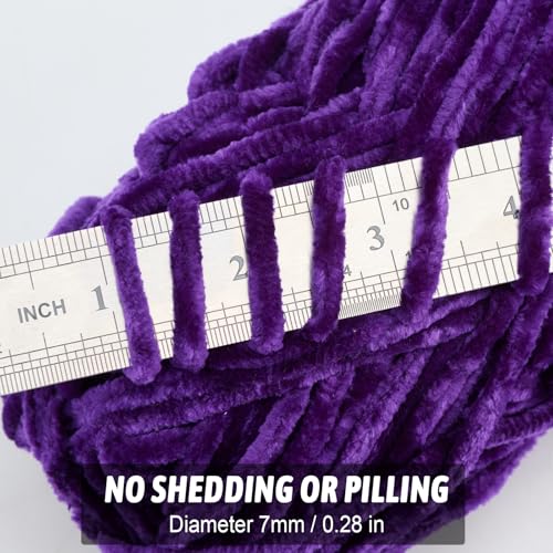 INNDUN Velvet Yarn for Crocheting Darkpurple Chenille Yarn Super Bulky Baby Blanket Yarn Amigurumi Yarn - Image 2