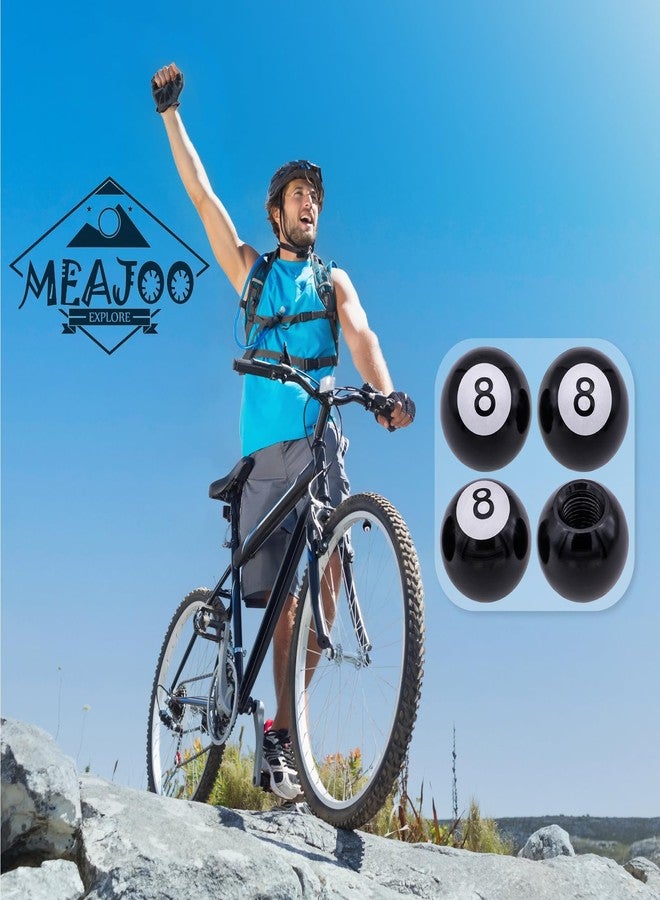 MEAJOO مجموعة أغطية صمامات إطارات كرة البلياردو من ميجو، 4 قطع، مصنوعة من سبائك الألومنيوم المقاومة للتآكل والتسرب، مناسبة لجميع أنواع السيارات والشاحنات والدراجات والدراجات النارية والهوائية (أسود) - Image 4