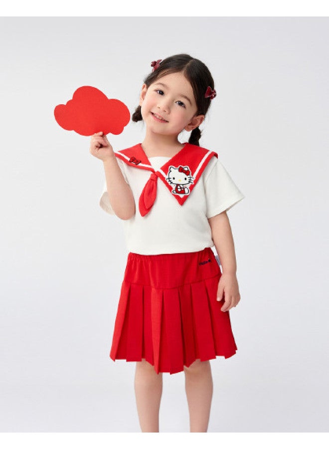 Balabala Hellokitty Co-branded Girls' Outfit 2025 Summer New Two-piece Set - Image 1