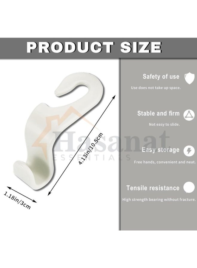 HASANAT ESSENTIALS Essentials Car Back Seat Headrest Hooks (White) â€“ Universal Hanger Holders for Bags, Coats & Groceries - Image 2