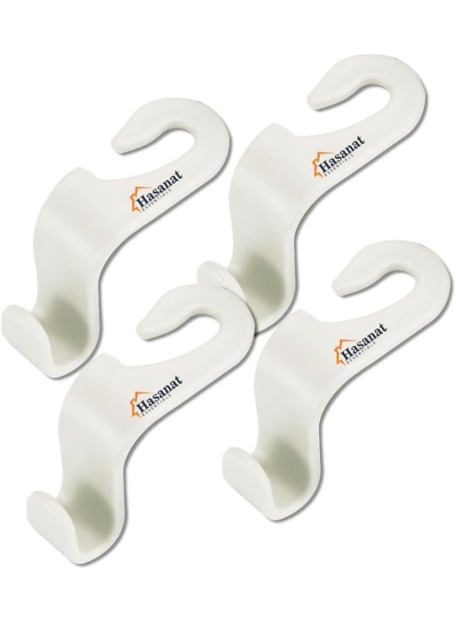 HASANAT ESSENTIALS Essentials Car Back Seat Headrest Hooks (White) â€“ Universal Hanger Holders for Bags, Coats & Groceries - Image 1
