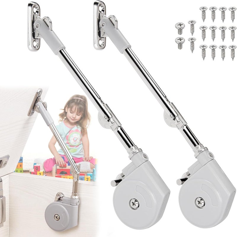 HBL 2 Pack | Soft Close Hinges for Toy Boxes, Wooden Chests, Cedar Storage, Trunks & Benches | Tension Adjustable Slow Down Chest Hinges | Also for Lift up Flip Doors. - Image 1